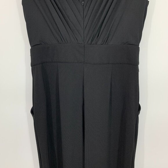 Bebe Jumpsuit Black Pleated V Neck Sleeveless Wide Leg - Picture 7 of 9
